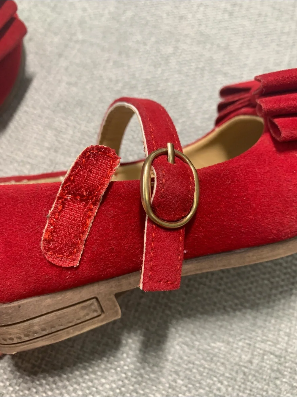 Girls Red Mary Jane Bow Shoes